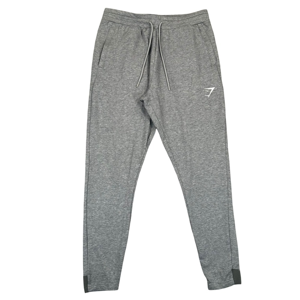 Gymshark Crest Joggers Men Medium Slim Tapered Grey Marl Sweatpants Gym Training
